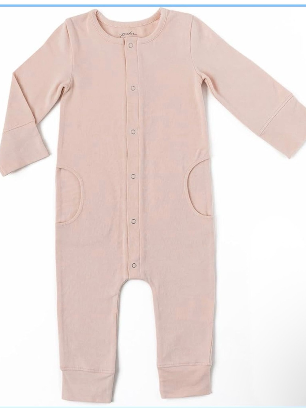 PEHR Powder Pink Kids One-Piece Romper Organic Cotten Size 12-18 months